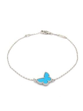 Van Cleef & Arpels Bracelet Sweet Alhambra Papillon 18k White Gold Turquoise